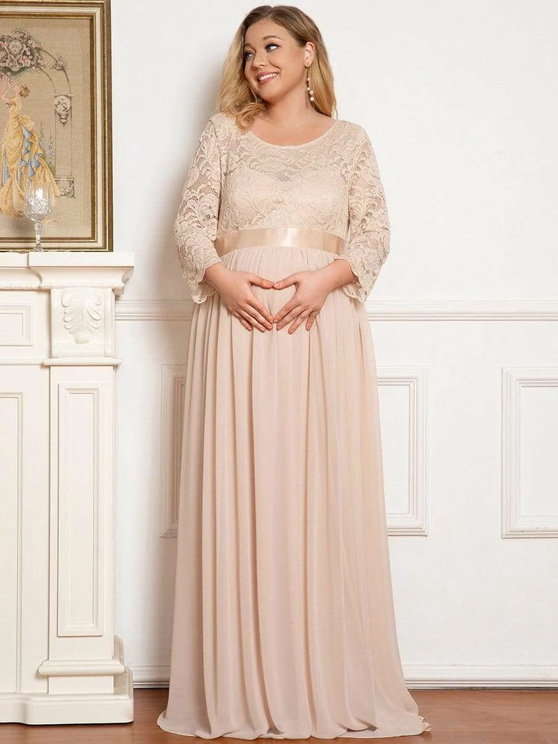Ever-Pretty US Plus Size Sweetheart 3/4 Sleeve Floor-Length Lace Maternity Dress Maternity Dresses 6 Ever-Pretty US Plus Size Sweetheart 3/4 Sleeve Floor-Length Lace Maternity Dress Maternity Dresses