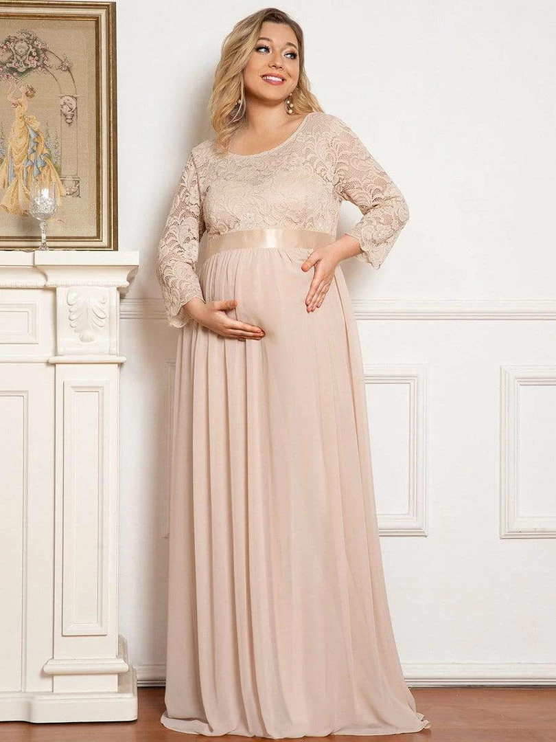 Ever-Pretty US Plus Size Sweetheart 3/4 Sleeve Floor-Length Lace Maternity Dress Maternity Dresses 2 Ever-Pretty US Plus Size Sweetheart 3/4 Sleeve Floor-Length Lace Maternity Dress Maternity Dresses