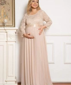 Ever-Pretty US Plus Size Long Lace Sleeve Maternity Formal Dresses Maternity Dresses