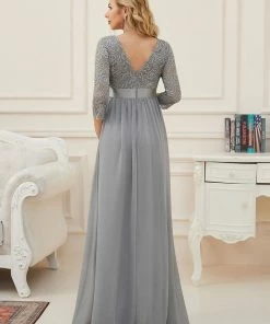 Ever-Pretty US Sweetheart 3/4 Sleeve Floor-Length Lace Bump Friendly Dress