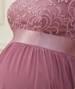 Ever-Pretty US Sweetheart 3/4 Sleeve Floor-Length Lace Bump Friendly Dress