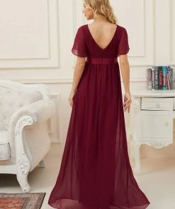 Ever-Pretty US Floral Print V-Neck Short Sleeve Ruffle Bump Friendly Dress