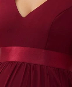 Ever-Pretty US Floral Print V-Neck Short Sleeve Ruffle Bump Friendly Dress