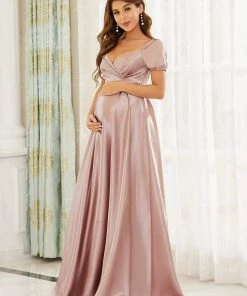 Ever-Pretty US Elegant V-Neck Floor-Length Short Sleeve Bump Friendly Dresses 17 Ever-Pretty US Elegant V-Neck Floor-Length Short Sleeve Bump Friendly Dresses