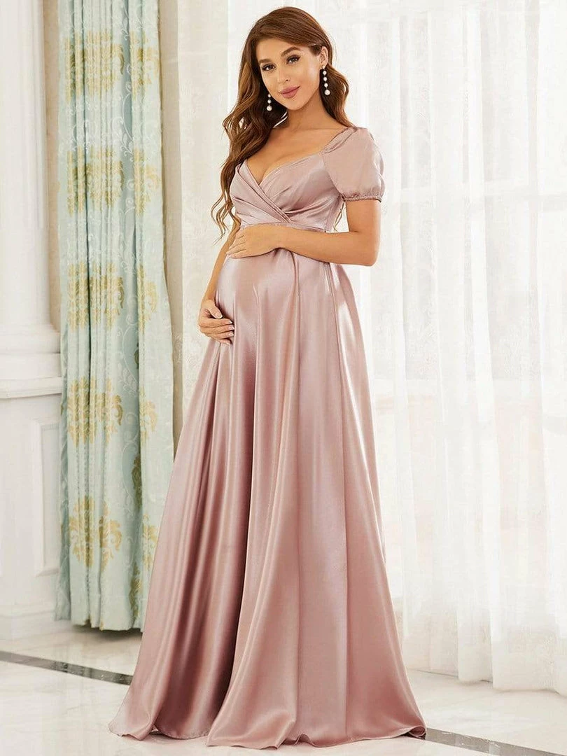 Ever-Pretty US Elegant V-Neck Floor-Length Short Sleeve Bump Friendly Dresses 3 Ever-Pretty US Elegant V-Neck Floor-Length Short Sleeve Bump Friendly Dresses