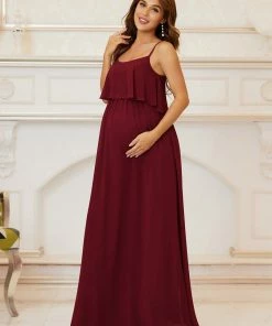 Ever-Pretty US Ruffle Top Spaghetti Strap A-Line Maternity Dress Maternity Dresses