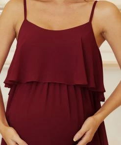Ever-Pretty US Ruffle Top Spaghetti Strap A-Line Maternity Dress Maternity Dresses