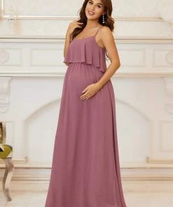 Ever-Pretty US Ruffle Top Spaghetti Strap A-Line Maternity Dress Maternity Dresses