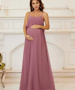 Ever-Pretty US Ruffle Top Spaghetti Strap A-Line Maternity Dress Maternity Dresses