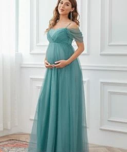 Ever-Pretty US Lace V-Neck Cold Shoulder A-Line Maternity Dress Summer Dresses 2022