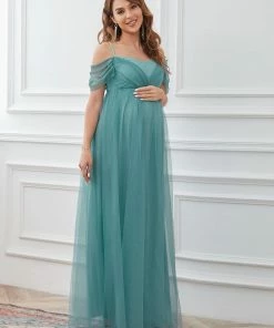 Ever-Pretty US Lace V-Neck Cold Shoulder A-Line Maternity Dress Summer Dresses 2022
