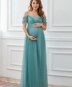 Ever-Pretty US Lace V-Neck Cold Shoulder A-Line Maternity Dress Summer Dresses 2022