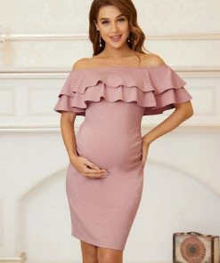 Ever-Pretty US Ruffle Off-Shoulder Bodycon Maternity Dress Maternity Dresses