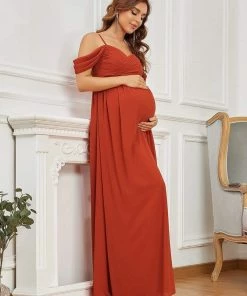 Ever-Pretty US Off-Shoulder Spaghetti Strap A-Line Maternity Dress Maternity Dresses