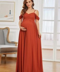 Ever-Pretty US Off-Shoulder Spaghetti Strap A-Line Maternity Dress Maternity Dresses