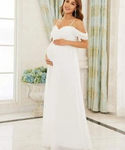 Ever-Pretty US Off-Shoulder Spaghetti Strap A-Line Maternity Dress Maternity Dresses