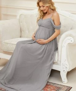 Ever-Pretty US Off-Shoulder Spaghetti Strap A-Line Maternity Dress Maternity Dresses