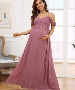 Ever-Pretty US Off-Shoulder Spaghetti Strap A-Line Maternity Dress Maternity Dresses