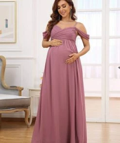 Ever-Pretty US Off-Shoulder Spaghetti Strap A-Line Maternity Dress Maternity Dresses