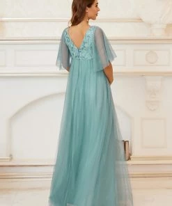 Ever-Pretty US Flutter Sleeve Deep V-Neck Sequin Maternity Dress SHOP BY OCCASION