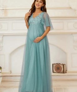 Ever-Pretty US Flutter Sleeve Deep V-Neck Sequin Maternity Dress SHOP BY OCCASION