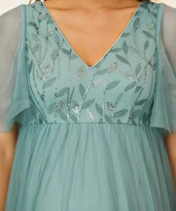 Ever-Pretty US Flutter Sleeve Deep V-Neck Sequin Maternity Dress SHOP BY OCCASION