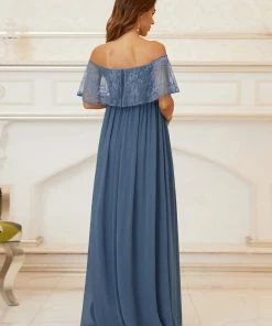 Ever-Pretty US Oversized Ruffle Floor-Length Lace Maternity Dress