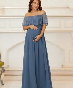 Ever-Pretty US Oversized Ruffle Floor-Length Lace Maternity Dress