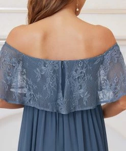 Ever-Pretty US Oversized Ruffle Floor-Length Lace Maternity Dress