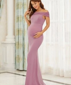 Ever-Pretty US Elegant Bodycon Strapless Fold-Over Maternity Dress