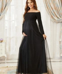 Ever-Pretty US Elegant Off Shoulder Long Sleeve Maternity Dress