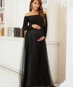 Ever-Pretty US Elegant Off Shoulder Long Sleeve Maternity Dress