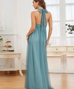 Ever-Pretty US Adjustable Halter Neck Sequin Tulle Bump Friendly Dress