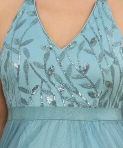 Ever-Pretty US Adjustable Halter Neck Sequin Tulle Bump Friendly Dress