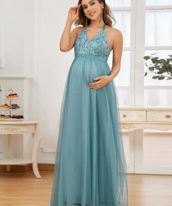 Ever-Pretty US Adjustable Halter Neck Sequin Tulle Bump Friendly Dress