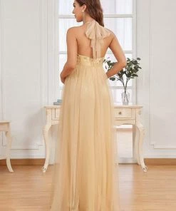 Ever-Pretty US Adjustable Halter Neck Sequin Tulle Bump Friendly Dress