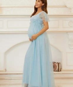 Ever-Pretty US SHOP BY OCCASION Sequin Floor-Length A-Line Bridesmaid Maternity Dress
