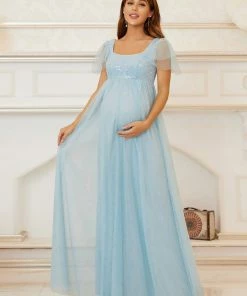 Ever-Pretty US SHOP BY OCCASION Sequin Floor-Length A-Line Bridesmaid Maternity Dress