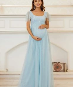 Ever-Pretty US SHOP BY OCCASION Sequin Floor-Length A-Line Bridesmaid Maternity Dress