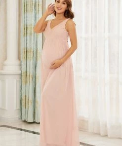 Ever-Pretty US V-Neck Lace Floor-Length A-Line Maternity Dress