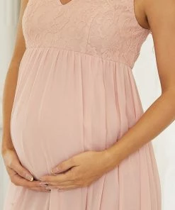 Ever-Pretty US V-Neck Lace Floor-Length A-Line Maternity Dress