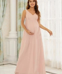 Ever-Pretty US V-Neck Lace Floor-Length A-Line Maternity Dress