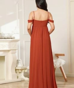 Ever-Pretty US Maternity Dresses Cold-Shoulder Spaghetti Strap V-Neck A-Line Maternity Dress
