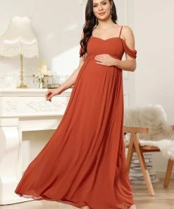 Ever-Pretty US Maternity Dresses Cold-Shoulder Spaghetti Strap V-Neck A-Line Maternity Dress