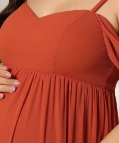 Ever-Pretty US Maternity Dresses Cold-Shoulder Spaghetti Strap V-Neck A-Line Maternity Dress