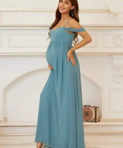 Ever-Pretty US Maternity Dresses Cold-Shoulder Spaghetti Strap V-Neck A-Line Maternity Dress
