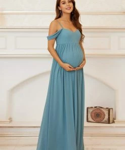 Ever-Pretty US Maternity Dresses Cold-Shoulder Spaghetti Strap V-Neck A-Line Maternity Dress