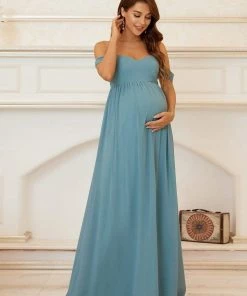 Ever-Pretty US Maternity Dresses Cold-Shoulder Spaghetti Strap V-Neck A-Line Maternity Dress