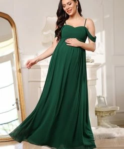 Ever-Pretty US Maternity Dresses Cold-Shoulder Spaghetti Strap V-Neck A-Line Maternity Dress