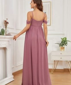 Ever-Pretty US Maternity Dresses Cold-Shoulder Spaghetti Strap V-Neck A-Line Maternity Dress